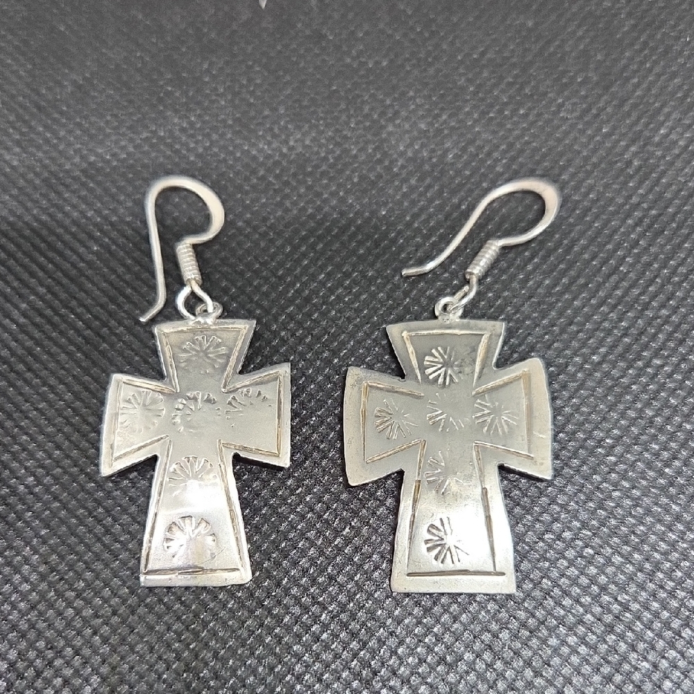Western Cross 925 Silver Earrings